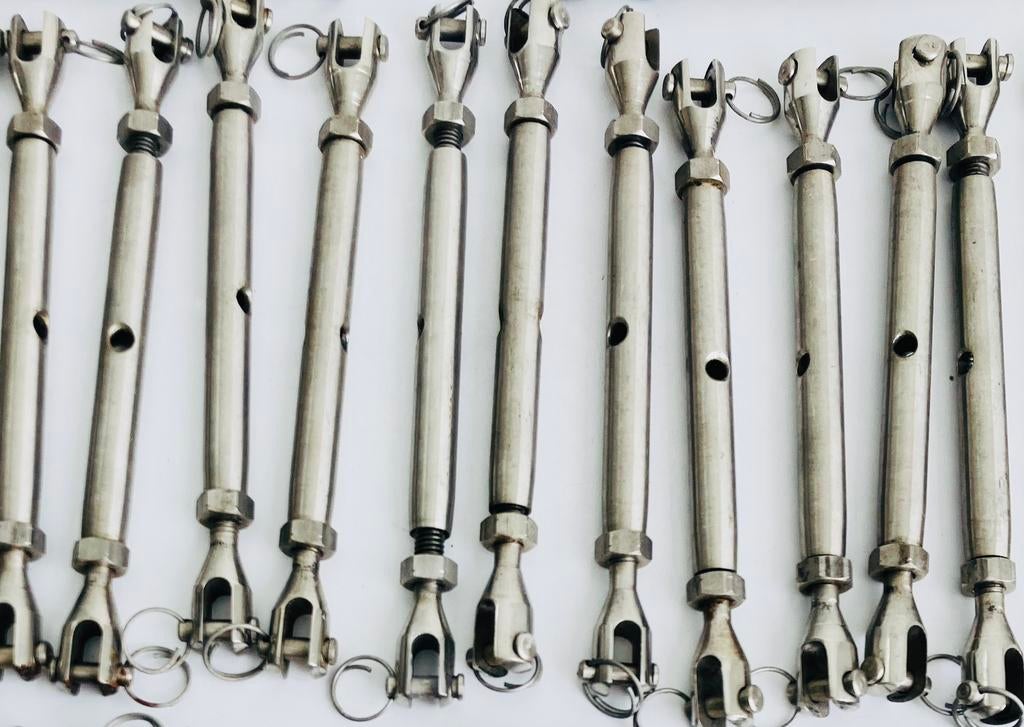 11 x Wantspanner voor boot gaffel/gaffel RVS M8 Nw vork 7 mm, Ophalen of Verzenden, Nieuw, Tuigage en Masten, Zeilboot of Motorboot