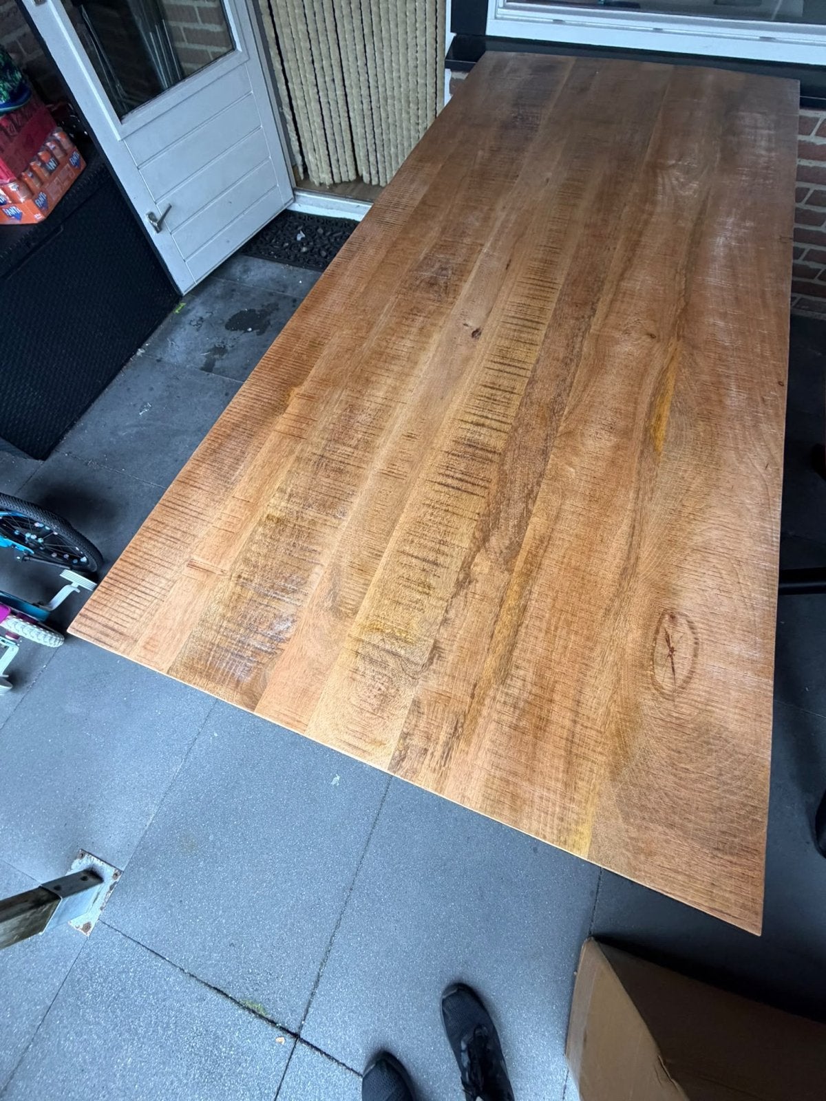 Mooie mango houten eettafel 220x100 cm, zo goed als nieuw, Ophalen, 100 tot 150 cm, 200 cm of meer, Zo goed als nieuw