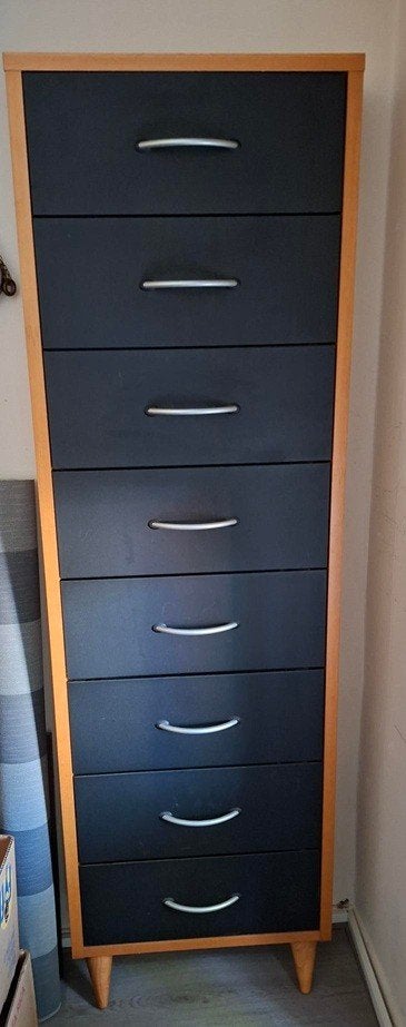 CD/DVD kast met 8 lades - Zwart/Hout, Ophalen, Gebruikt, 150 discs of meer, Hout