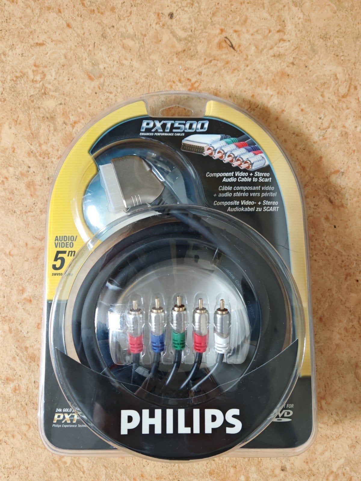 Philips PXT500 Component Video + Stereo Audio Kabel 5m, Audio, Tv en Foto, Audiokabels en Televisiekabels, Ophalen of Verzenden