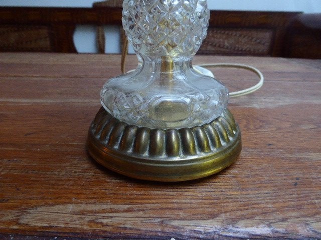 Vintage persglazen lamp met messing details, Antiek en Kunst, Ophalen of Verzenden