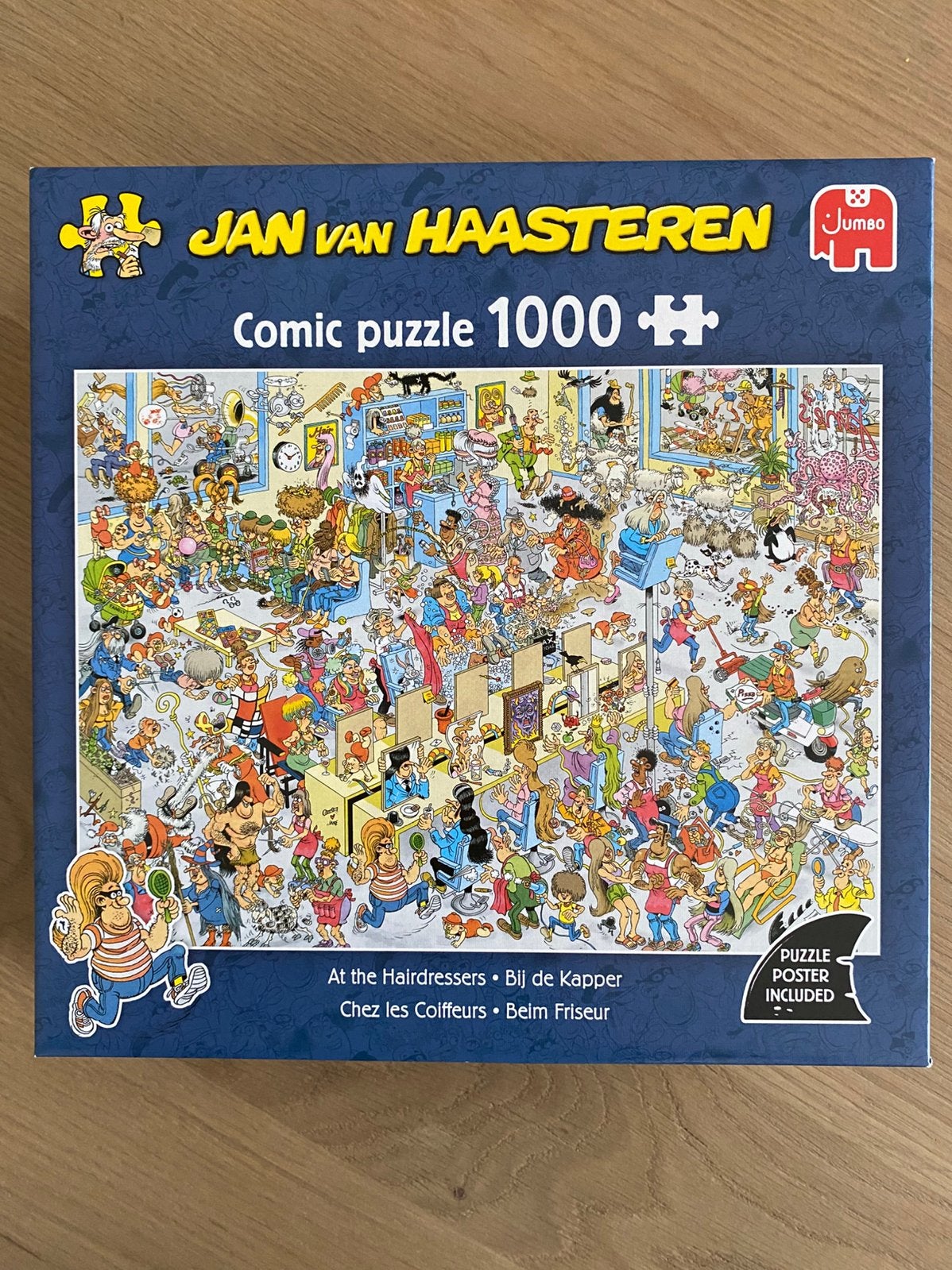 Jan van Haasteren puzzel - bij de kapper 1000 stukjes, Ophalen of Verzenden, 500 t/m 1500 stukjes, Gebruikt