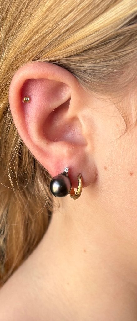 Diamanten parel fraai set 18k gouden oorbellen briljant dame