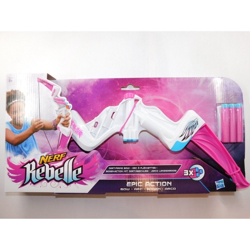 Nerf Rebelle Epic Action Boog, Nieuw, Hasbro Europe, Info@hasbro.co.uk, 4 The Square  ⠀ ⠀Stockley Park  ⠀ ⠀UB11 1ET ⠀UXBRIDGE  ⠀ ⠀Verenigd Koninkrijk