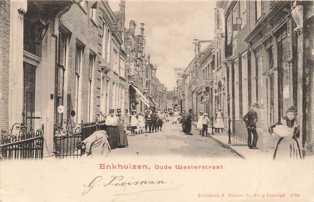 Enkhuizen, Oude Westerstraat  1902, Ophalen of Verzenden, Voor 1920, Gelopen, Noord-Holland