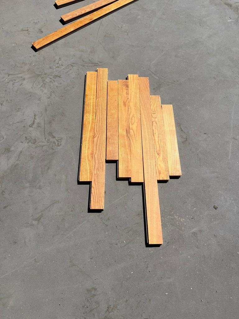 Essen houten vloer 130M2, Doe-het-zelf en Verbouw, Hout en Planken, Ophalen, Zo goed als nieuw, Plank, 50 mm of meer