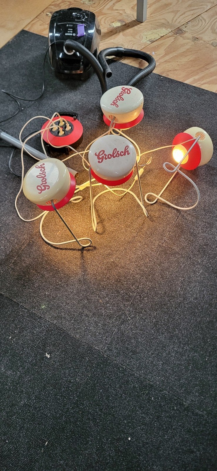 grolsch beugel lampen 4 voor 20euro, Ophalen, Kunststof, Gebruikt, E27 (groot)