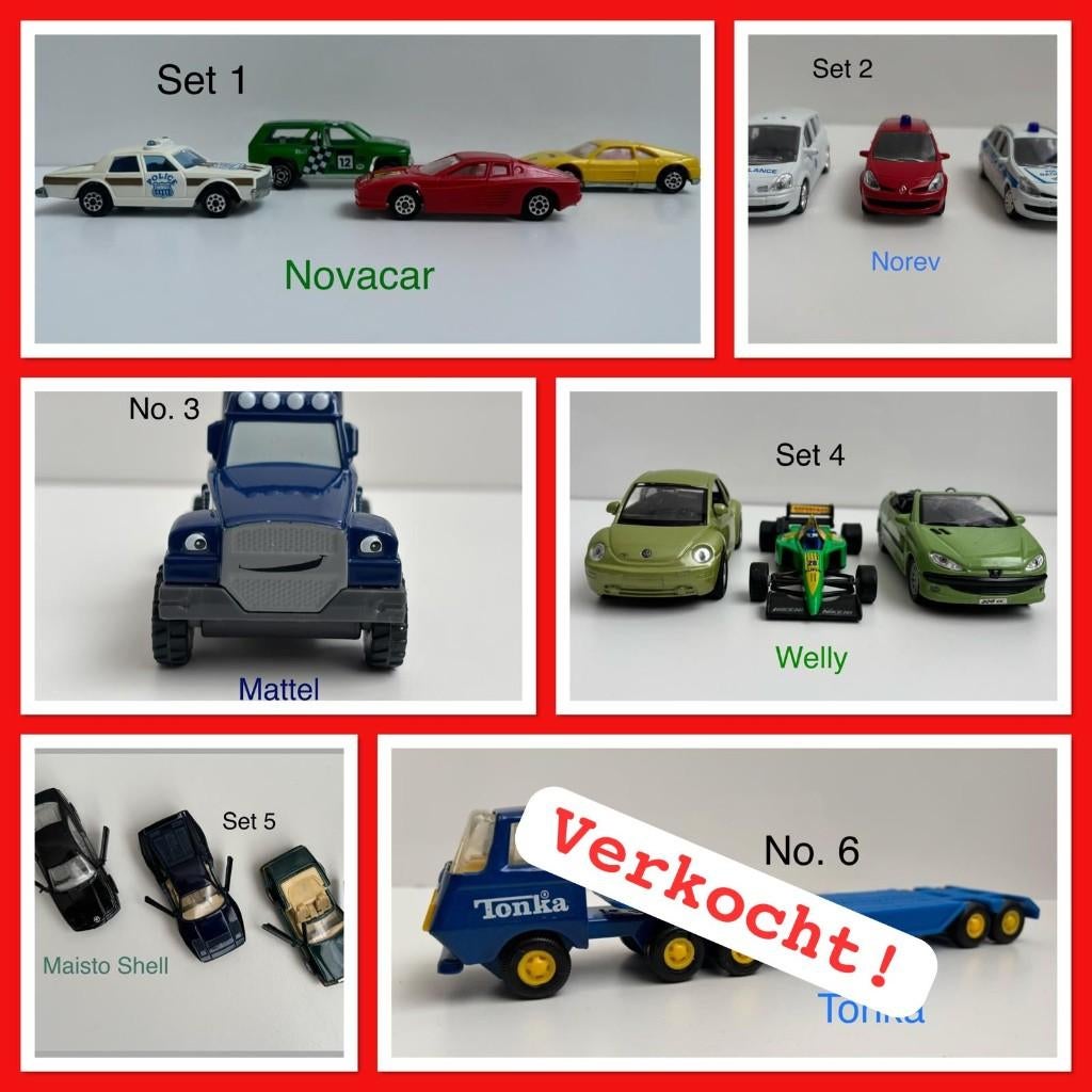 Merkauto’s -6 sets: Novacar-Norev–Mattel–Welly–Maisto Shell, Ophalen of Verzenden, Gebruikt, Auto, Overige merken