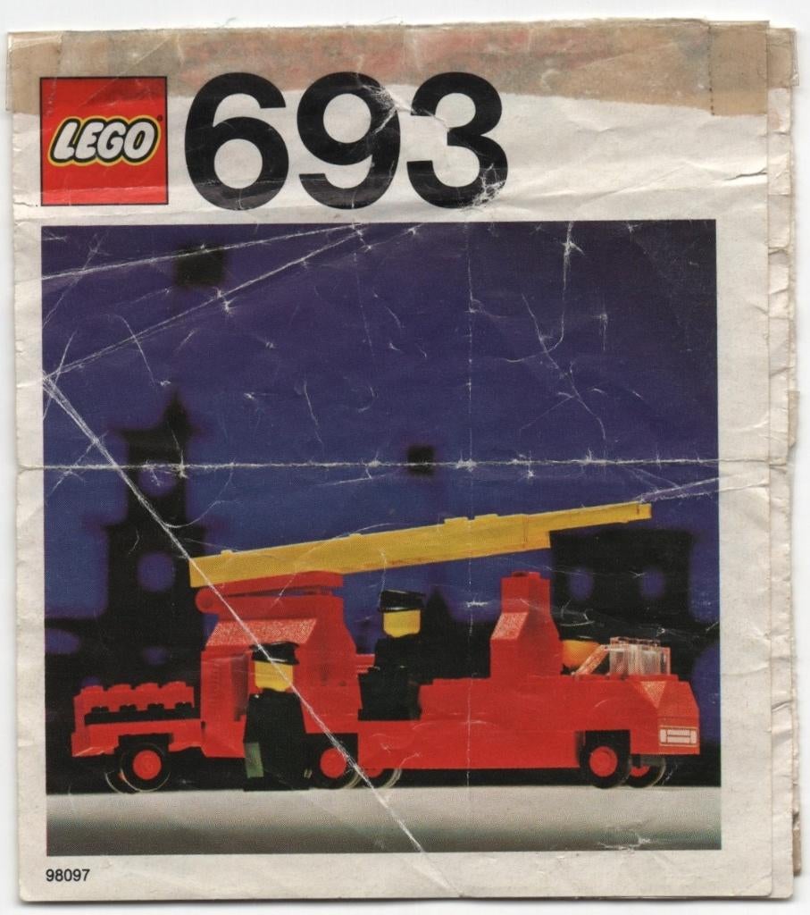 lego 693-1 lego legoland brandweerauto met brandweermannen, Gebruikt, Lego, Compleet, Ophalen of Verzenden