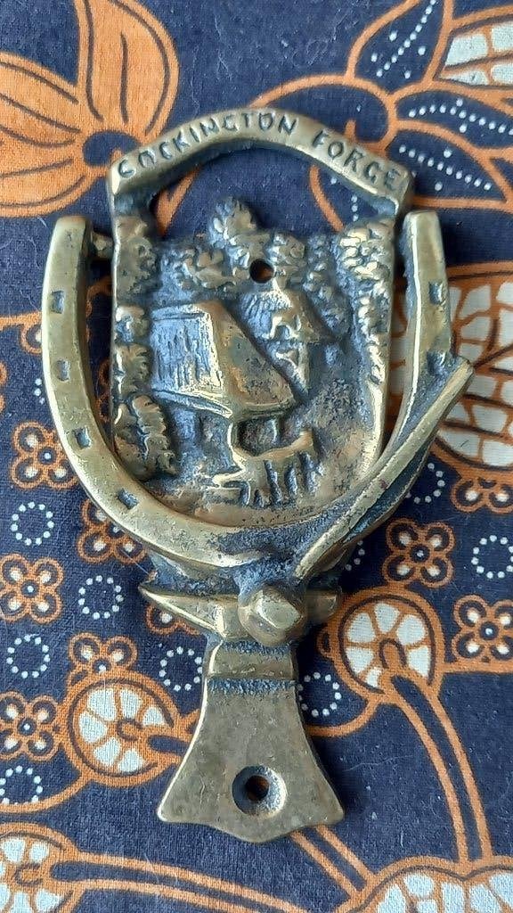 Mooie antieke deurklopper uit Engeland met een smederij 1900, Ophalen of Verzenden, Koper