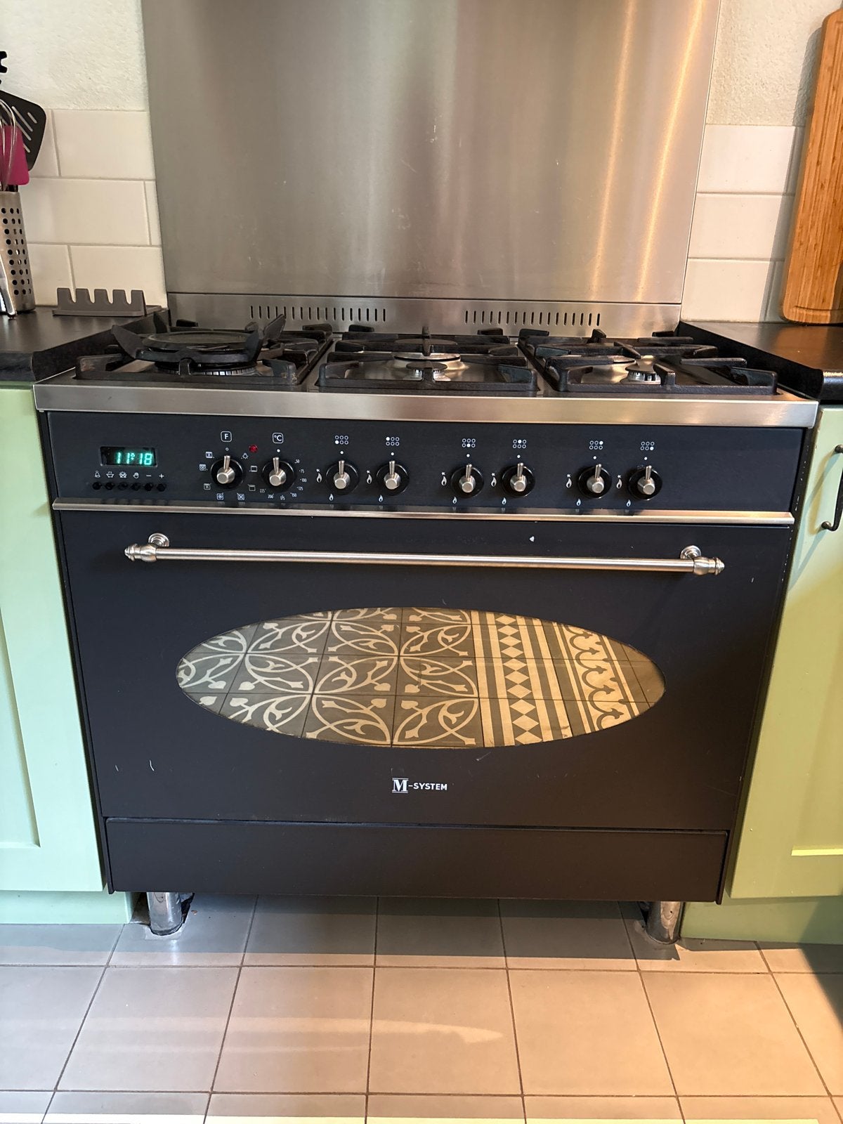 M-System Fornuis met 6 Pitten en Wokbrander, Ophalen, Gebruikt, 60 cm of meer, Gas