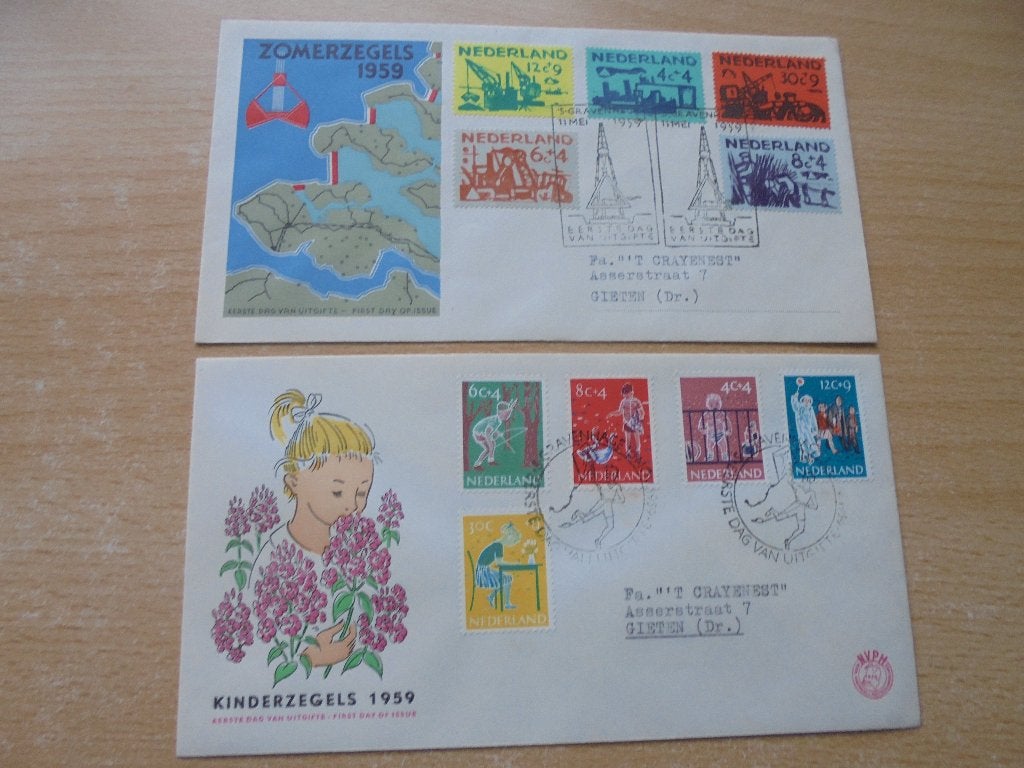 Nederland.  Leuke partij oudere fdc met getypt adres. netjes, Ophalen of Verzenden, Nederland