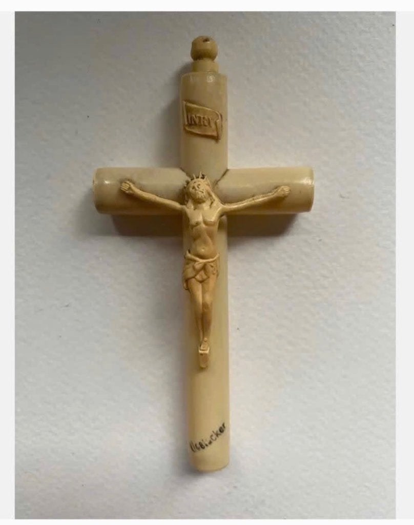 Antiek oud celluloid kruisje, 11 x 5,3 cm, Antiek en Kunst, Ophalen of Verzenden