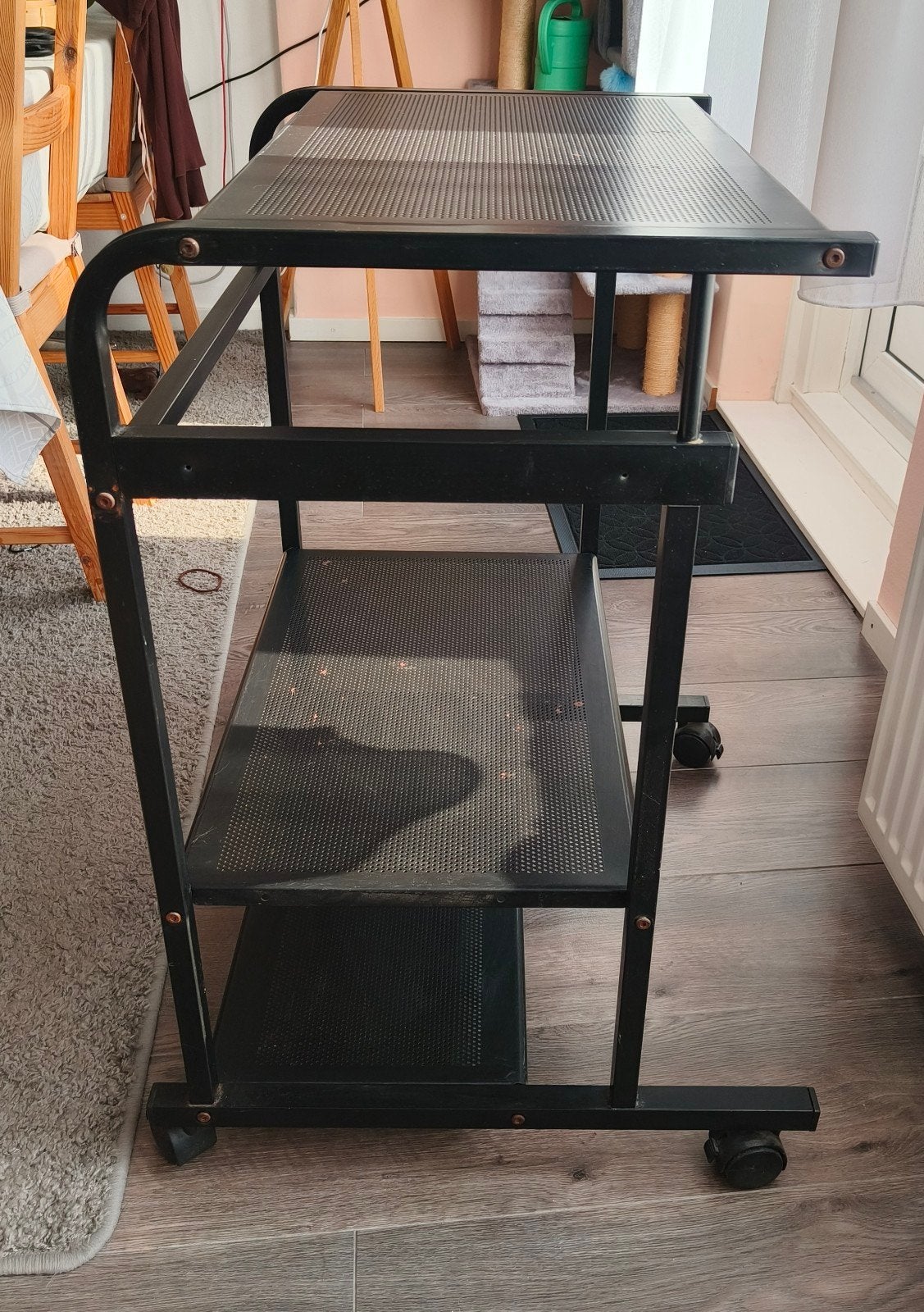 Zwarte metalen keuken trolley op wielen 59x56x80 cm, Ophalen