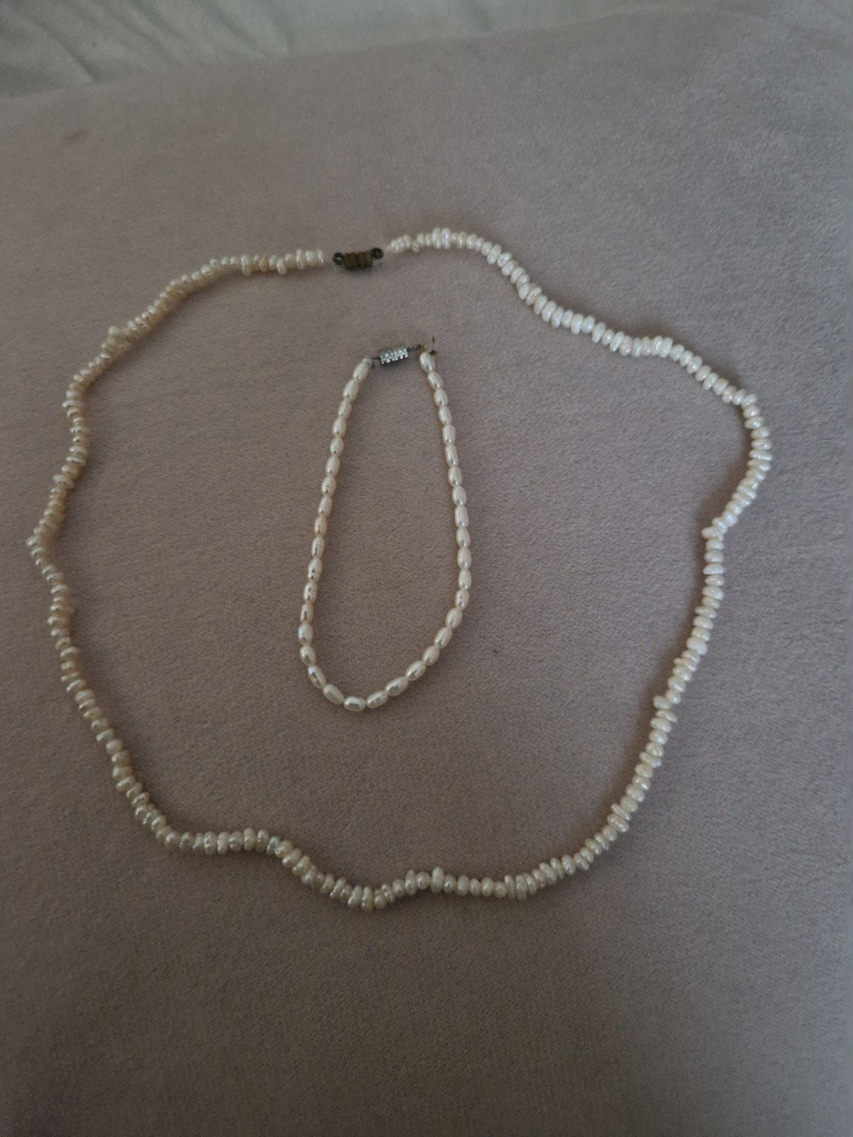 Elegante Parel Ketting en Armband Set, Ophalen of Verzenden, Gebruikt, Wit, Overige materialen