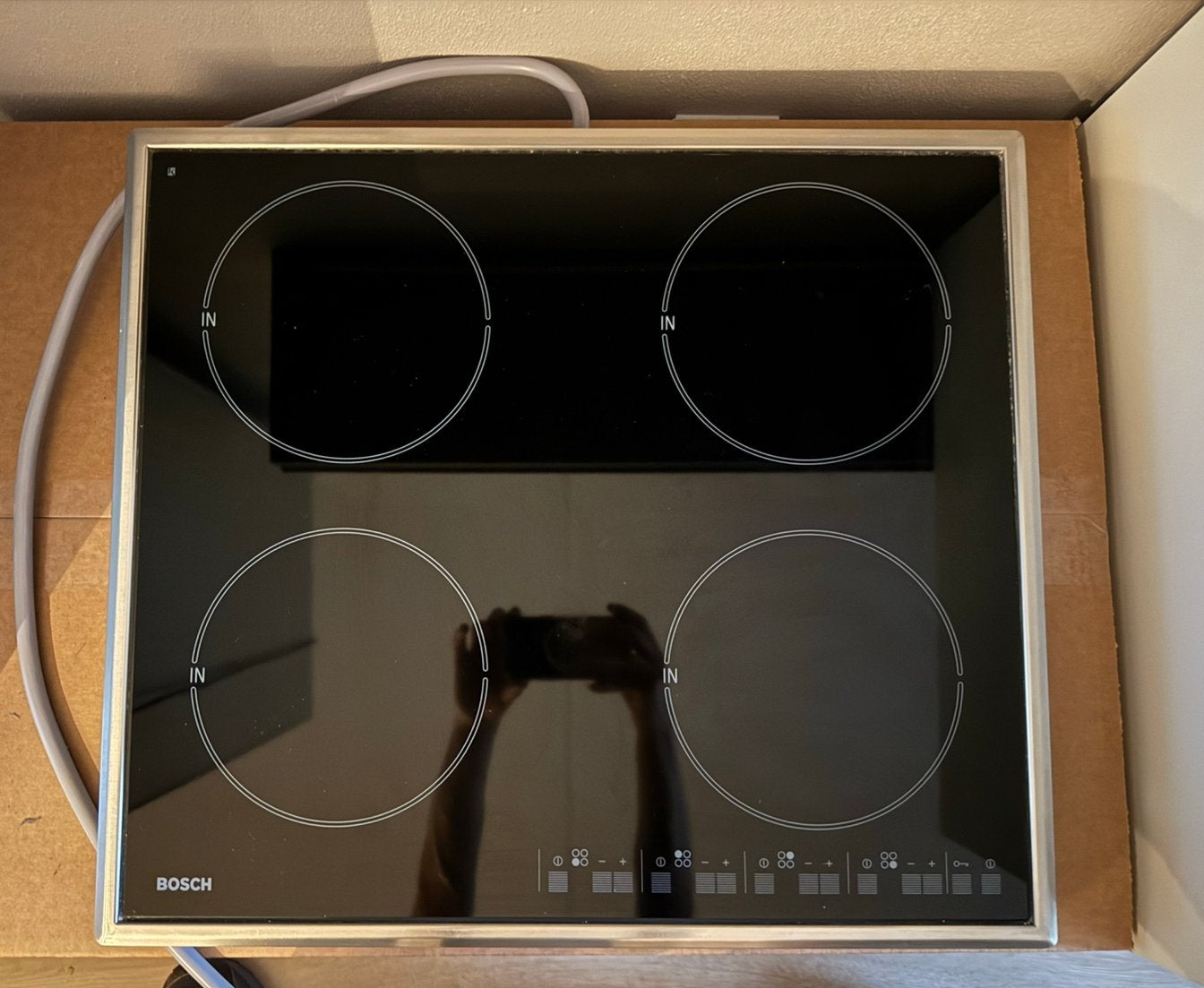 Inductiekookplaat Bosch NIT615DEU/02, Witgoed en Apparatuur, Kookplaten, Ophalen, 4 kookzones, Zo goed als nieuw, Inbouw