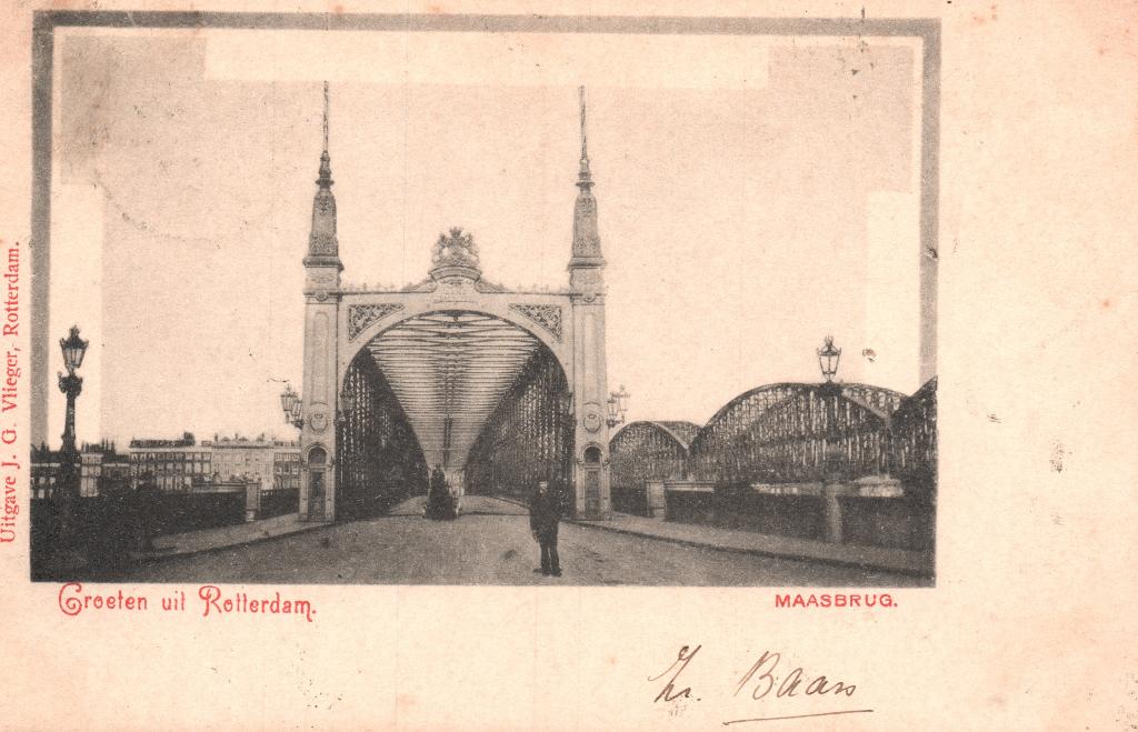 Groeten uit Rotterdam, Maasbrug (1901) 127848, Ophalen of Verzenden, Voor 1920, Gelopen, Zuid-Holland