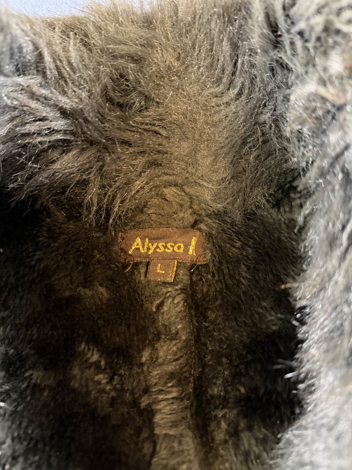 Zwarte lammy jas met Afghaanse uitstraling (penny coat /, Bayline Vintage Trading, Verzenden, Zwart, Maat 42/44 (L)