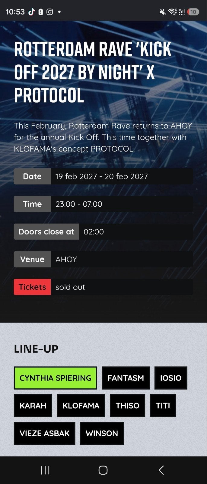 Rotterdam Rave Kick off 2027 by night, Tickets en Kaartjes, Eén persoon, Februari