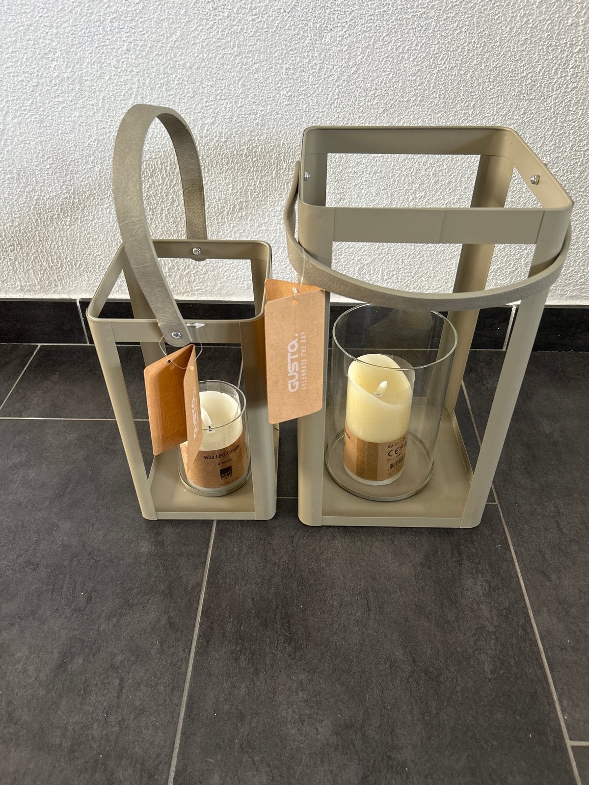 Set van 2 metalen lantaarns met LED kaarsen, Ophalen, Lantaarn, Overige merken, Nieuw