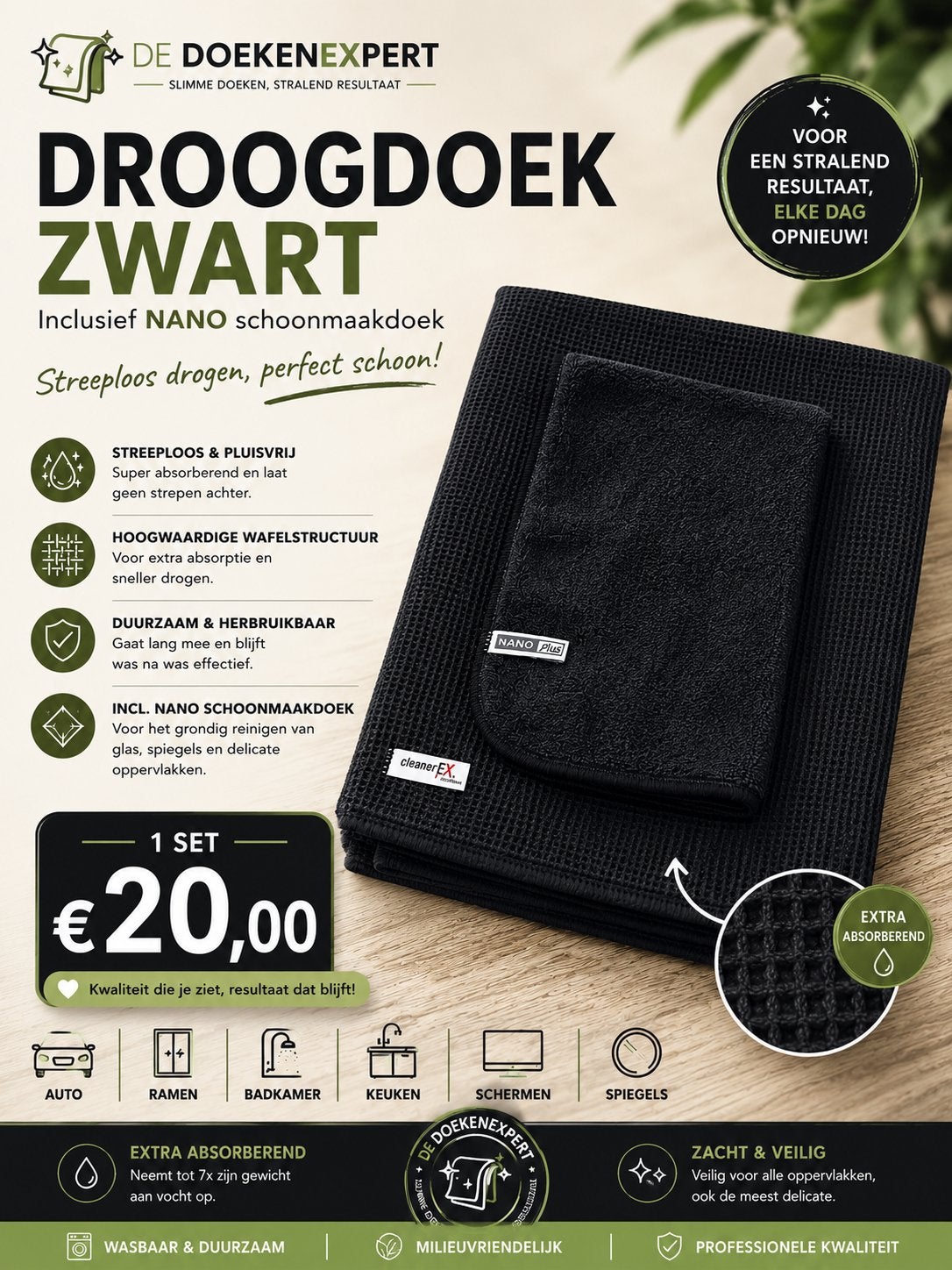Snel streeploos schoon met deze droogdoeken, Huis en Inrichting, Ophalen of Verzenden