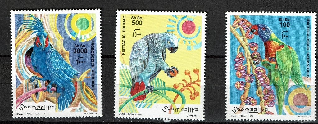 SOMALIE 1999 PF SERIE PAPEGAAIEN PARROTS VOGELS BIRDS, Postzegels en Munten, Ophalen of Verzenden, Postfris, Dier of Natuur