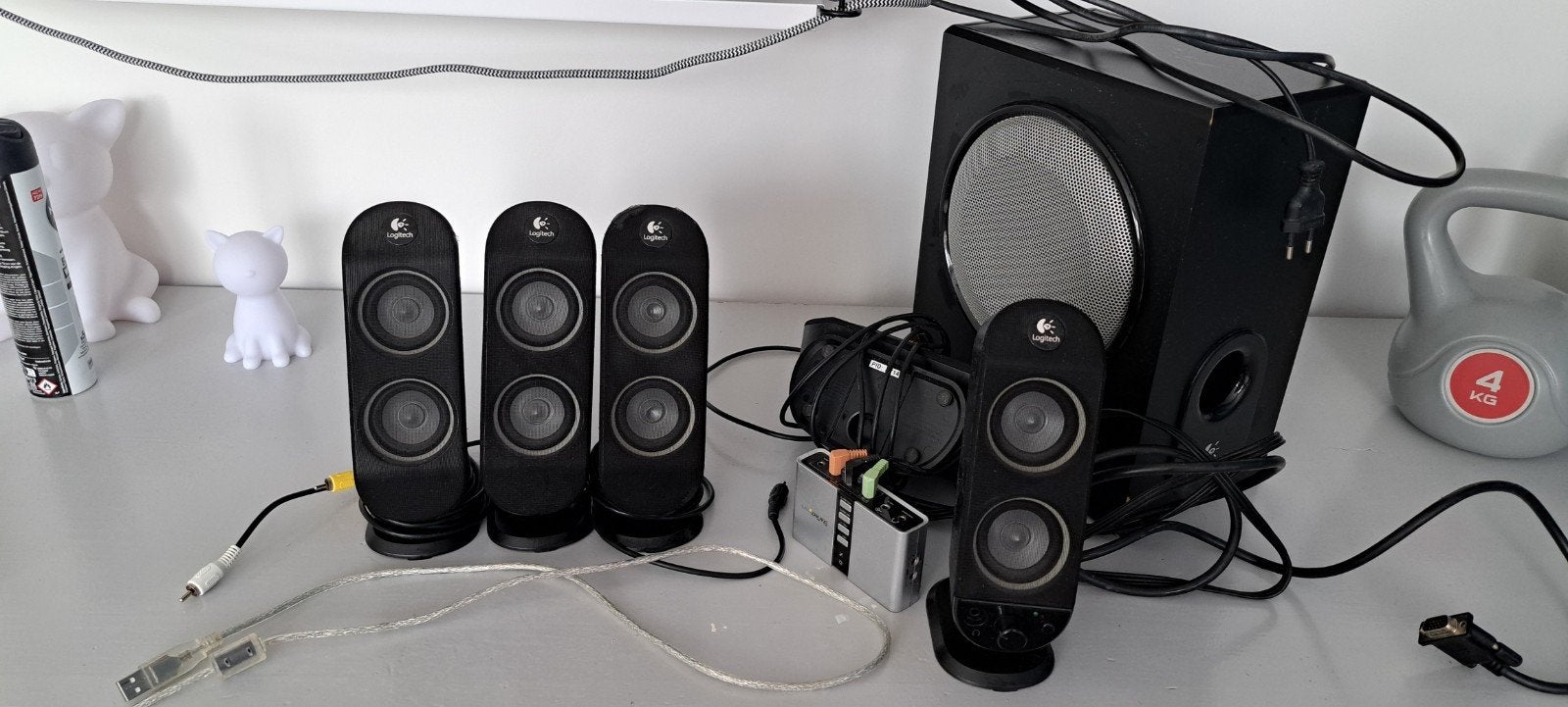 Logitech X-530 5.1 Luidsprekerset met StarTech USB Audio, Computers en Software, Ophalen of Verzenden, Gebruikt, Audiokanaal 5.1