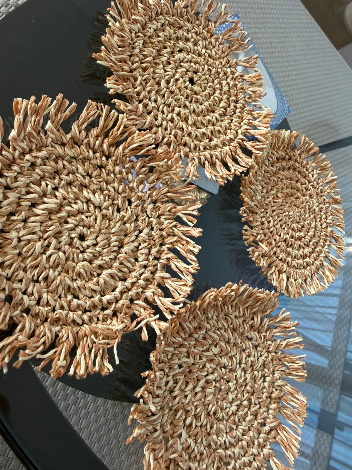Set van 4 rieten onderzetters, handgemaakt, Huis en Inrichting, Woonaccessoires | Onderzetters, Glasonderzetter, Handgemaakt, Ophalen of Verzenden