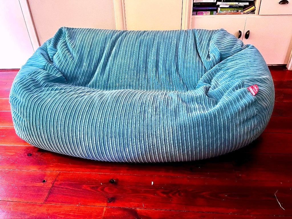 LoungePug Mega Mammoet Zitzak Bank - Petrol Corduroy, Huis en Inrichting, Ophalen, Zo goed als nieuw, Blauw, Zitzak