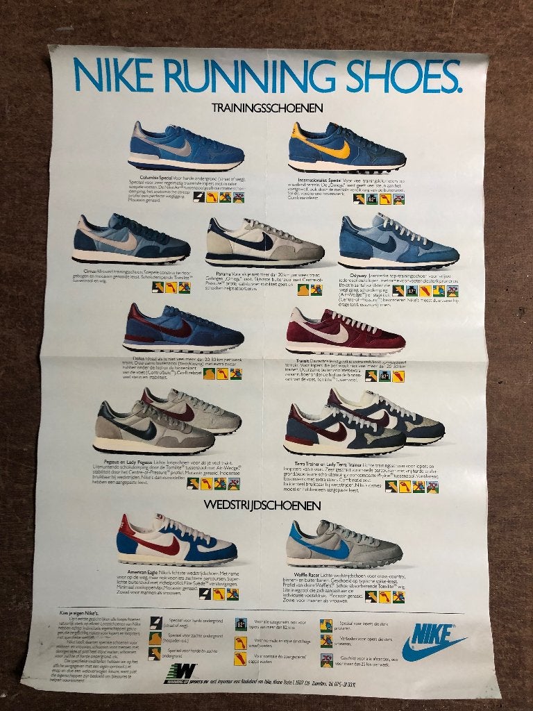 Poster vintage Nike 1985, Ophalen of Verzenden, Sport, A1 t/m A3, Rechthoekig Staand