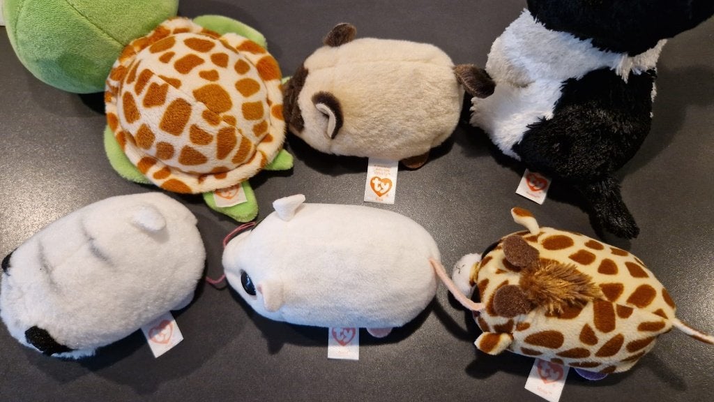4 Ty Teeny Tys knuffels en Ty koe en schildpad knuffel., Ophalen of Verzenden, Zo goed als nieuw, Overige typen, Ty