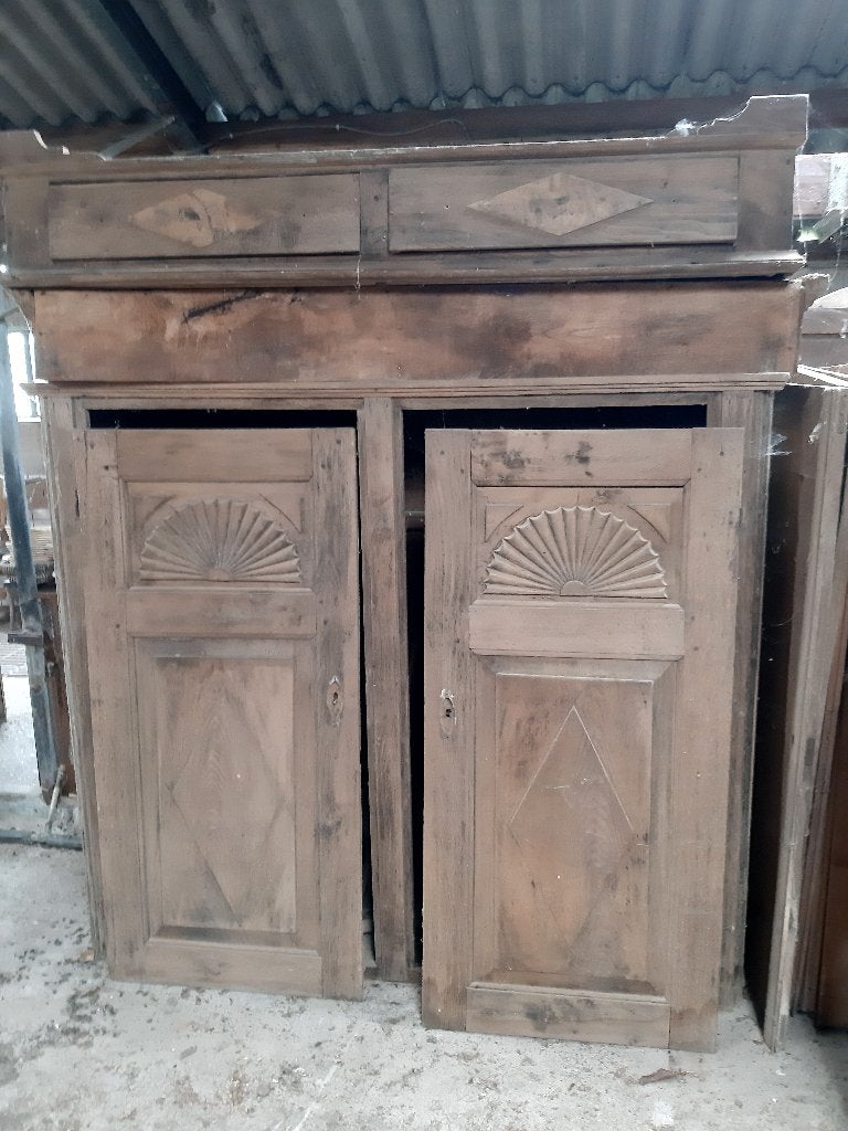 Antieke eiken 2 deurskast,zg zonnetje,ca 1860, Ophalen
