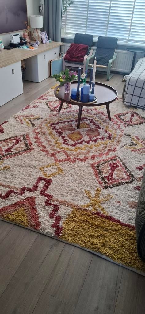Hoogpolig vloerkleed Maroo Multikleur 190x280 cm, Ophalen, Bohemian, Modern, 150 tot 200 cm, 200 cm of meer