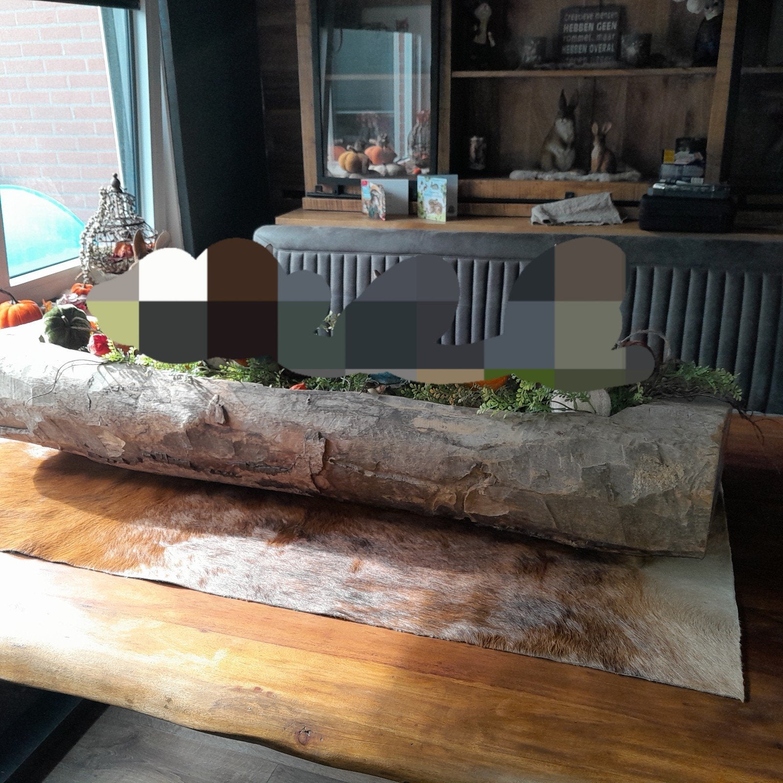 zware houten decoratie trog 110 cm (deco niet te koop, Ophalen of Verzenden, Rechthoekig, Hout