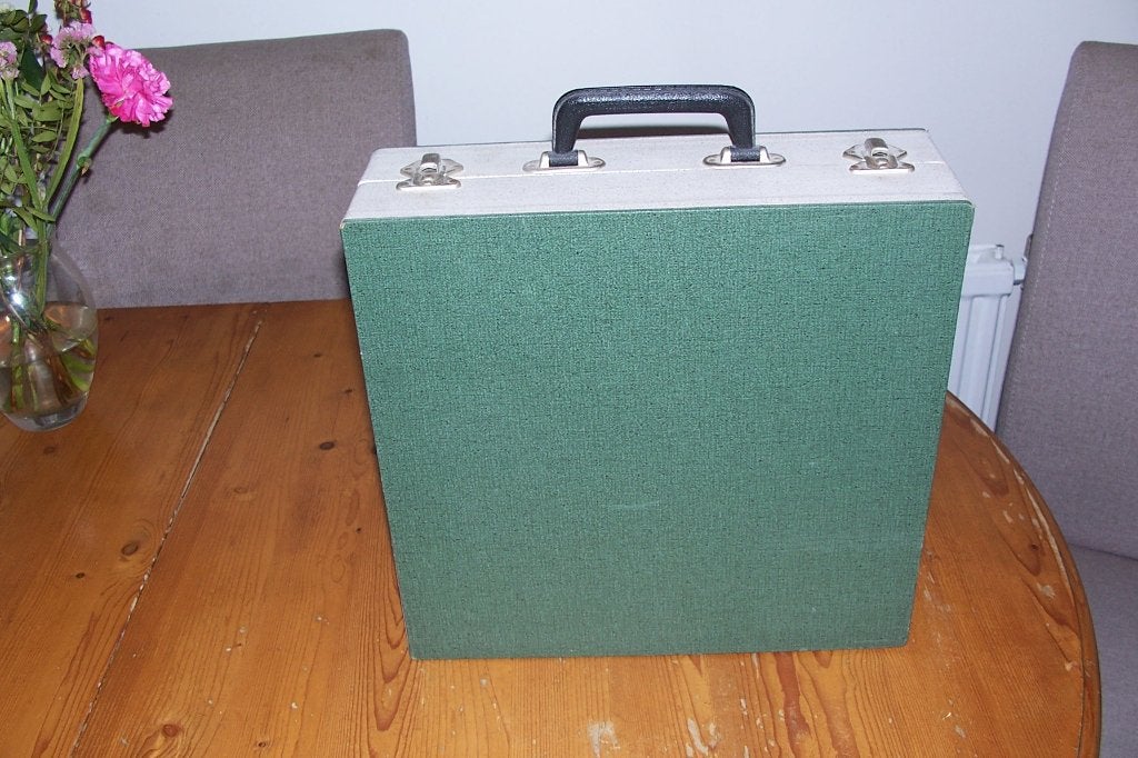 oude harmonica koffert voor lp's nr 4, Ophalen of Verzenden, Gebruikt, 12 inch