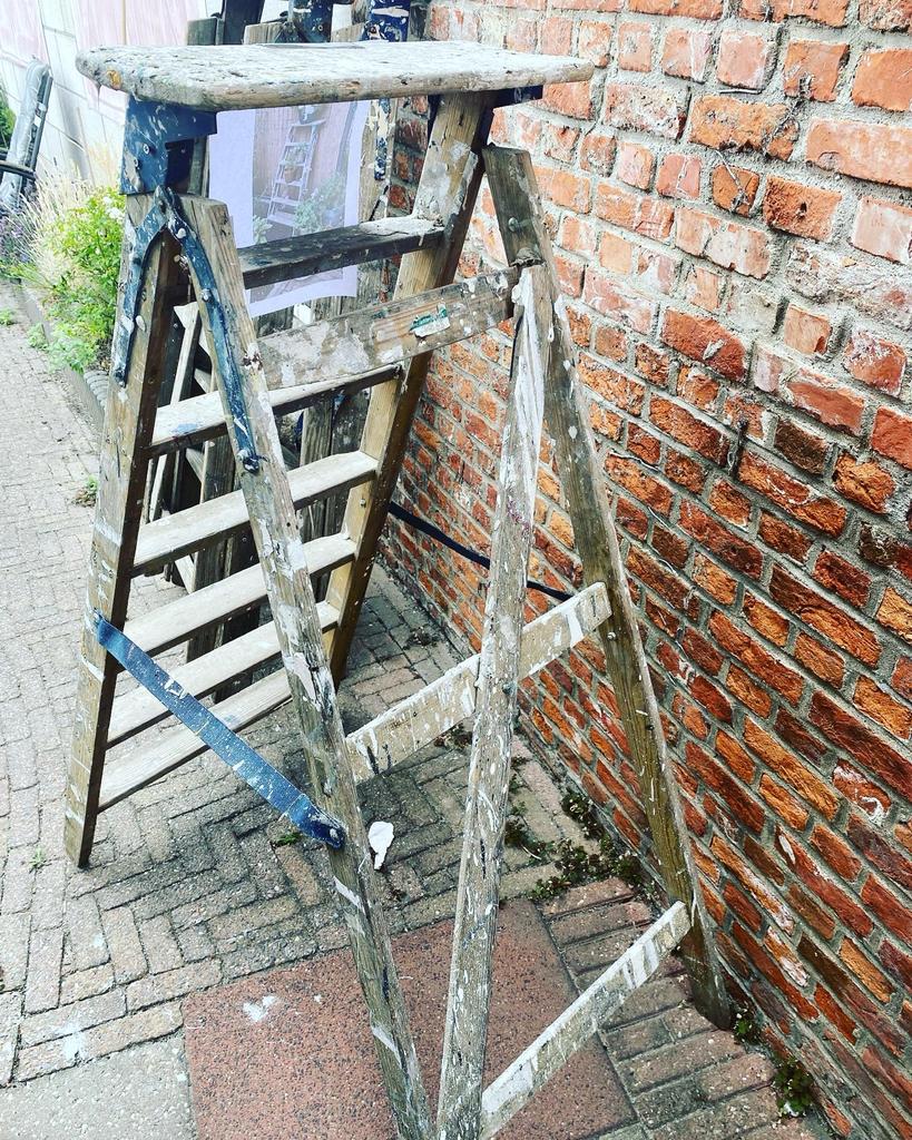 Vintage schildersladder - Decoratief, Ophalen, Gebruikt, Ladder, Opvouwbaar of Inschuifbaar