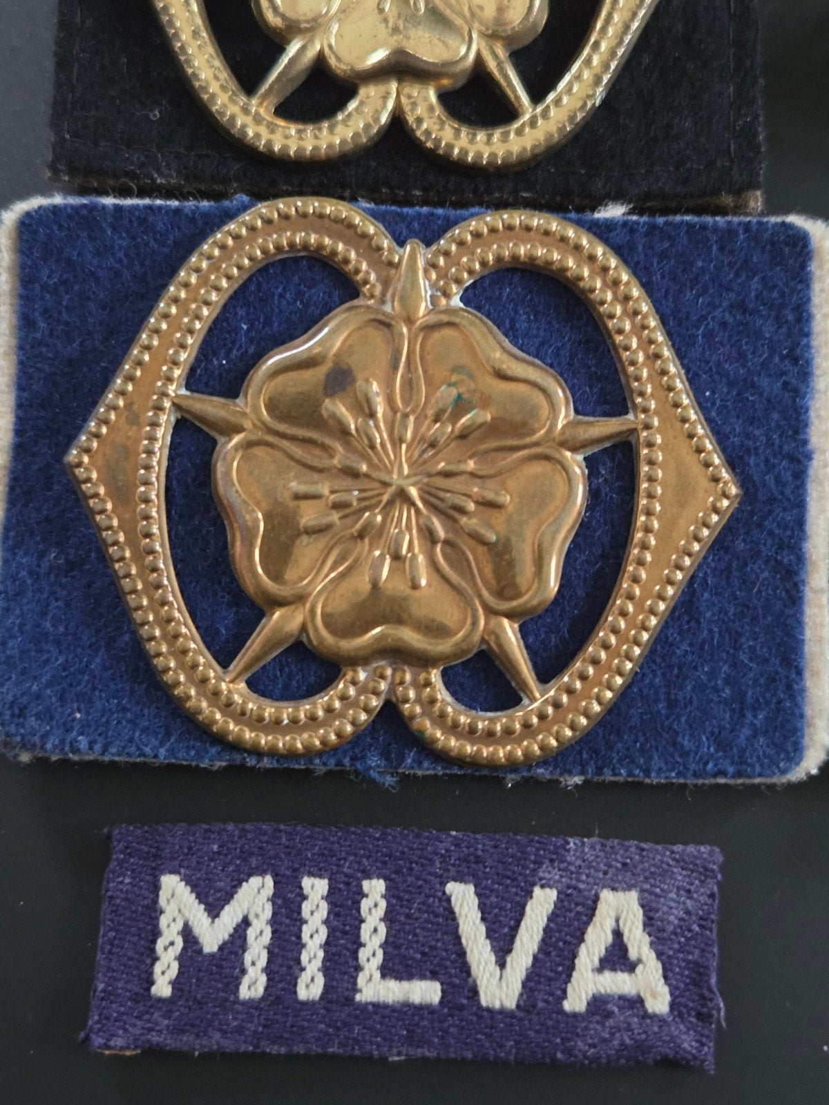 MILVA baretemblemen schouderemblemen naamlint, Verzamelen, Militaria | Algemeen, Ophalen of Verzenden, Landmacht, Nederland, Embleem of Badge