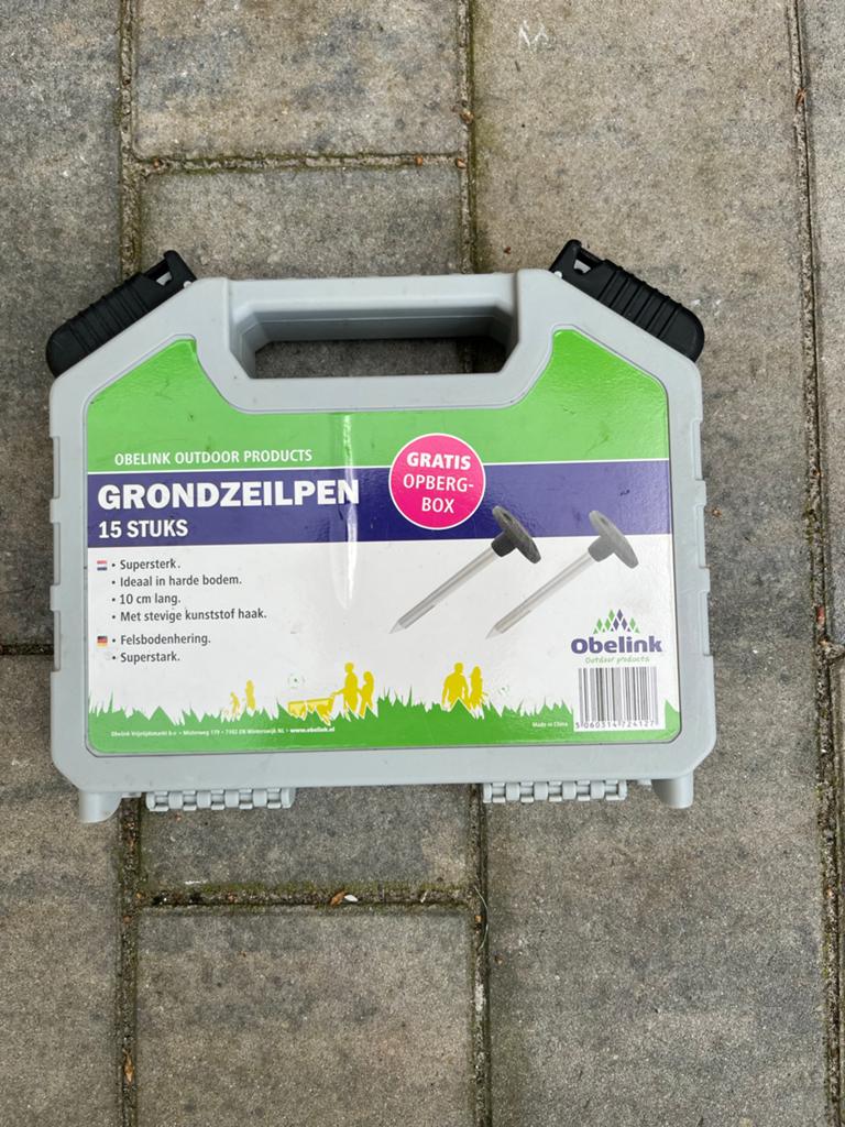 Obelink Grondzeilpennen 15 stuks met opbergbox, Ophalen, Nieuw