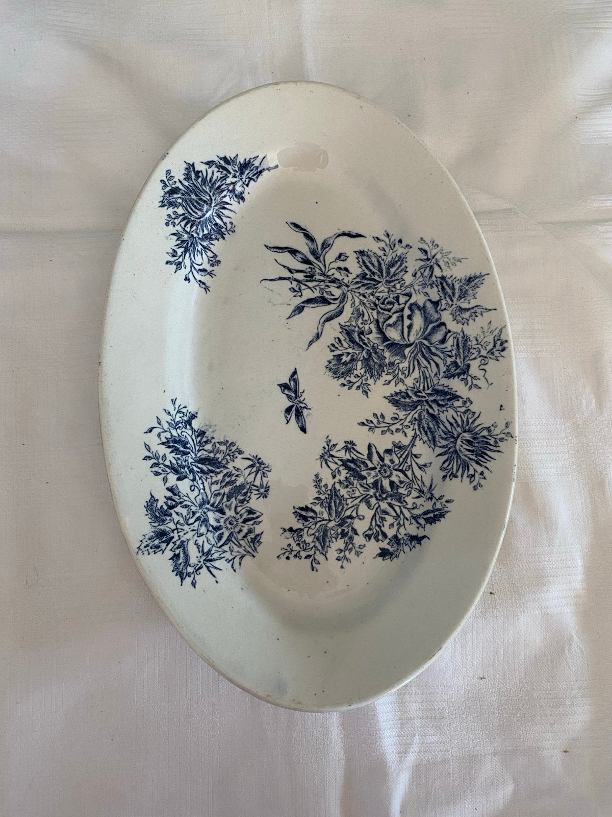 Ovale Badonviller schaal 'Jasmine de Virginie' 31.5 cm, Ophalen of Verzenden