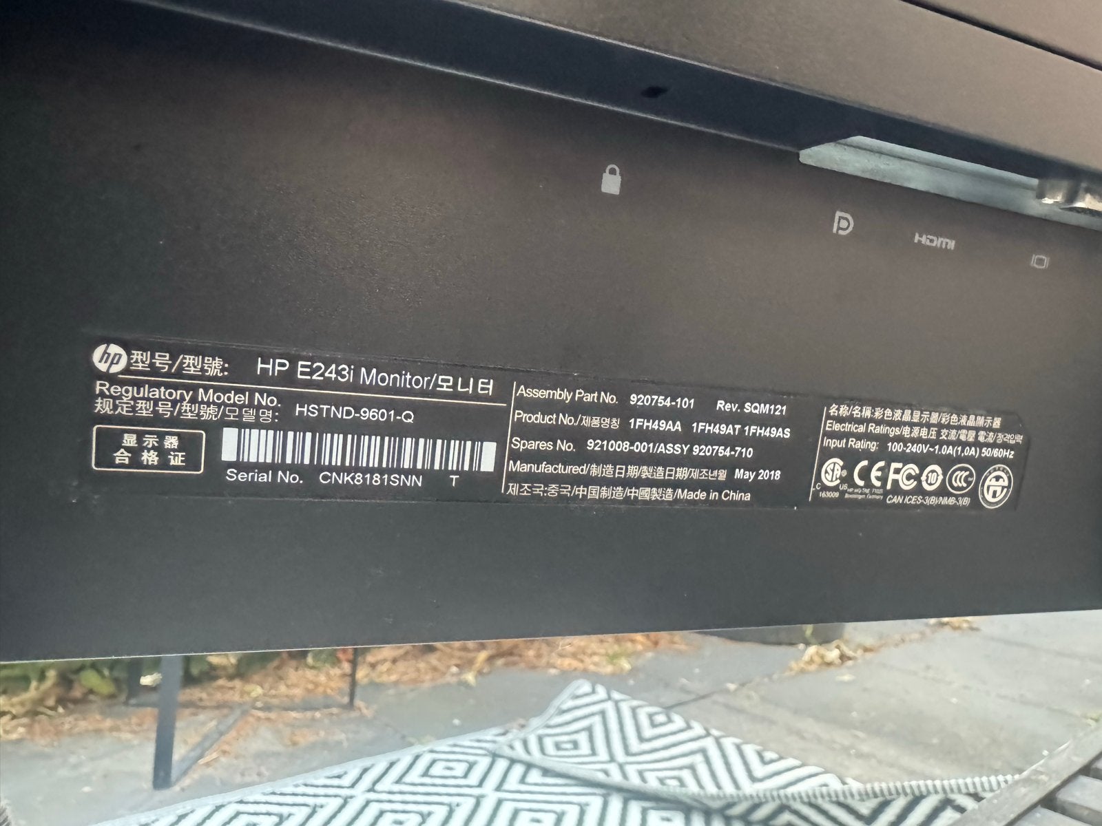 2x HP E243i Monitor - Full HD IPS Scherm, Ophalen, Gebruikt, IPS, In hoogte verstelbaar