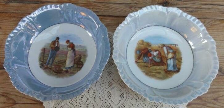2 Franse brocante parelmoer schalen, Jean - François Millet, Ophalen of Verzenden
