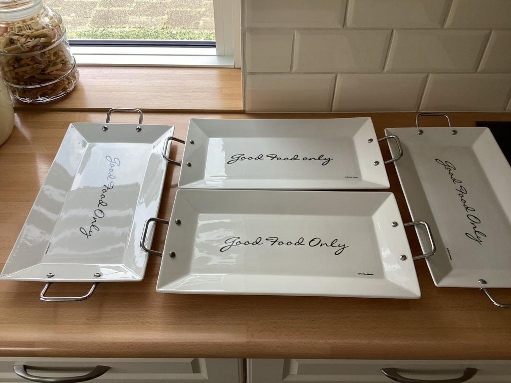 Riviera Maison diner borden 'Good Food Only' (4 stuks), Ophalen, Overige materialen, Zo goed als nieuw, Bord(en)