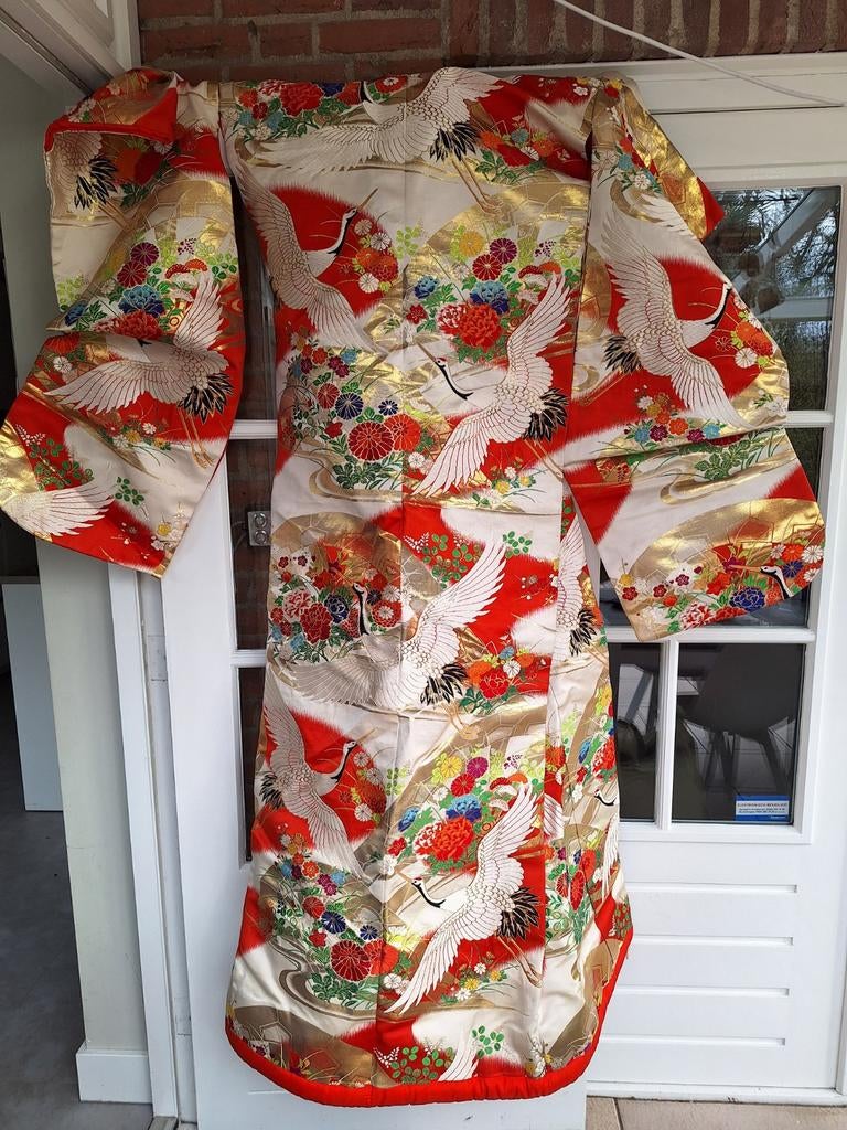 Prachtige Japanse trouwkimono met kraanvogels, Antiek en Kunst, Kunst | Niet-Westerse kunst, Ophalen of Verzenden