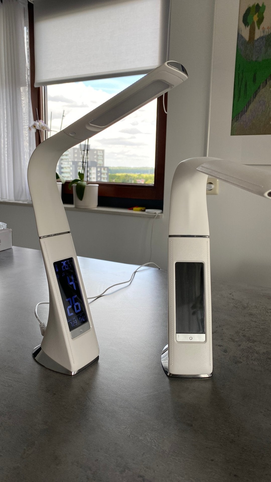 2 moderne led tafellampjes. Merk platinet, Dimbaar, 30 cm, Natuurlijk materiaal, Wit