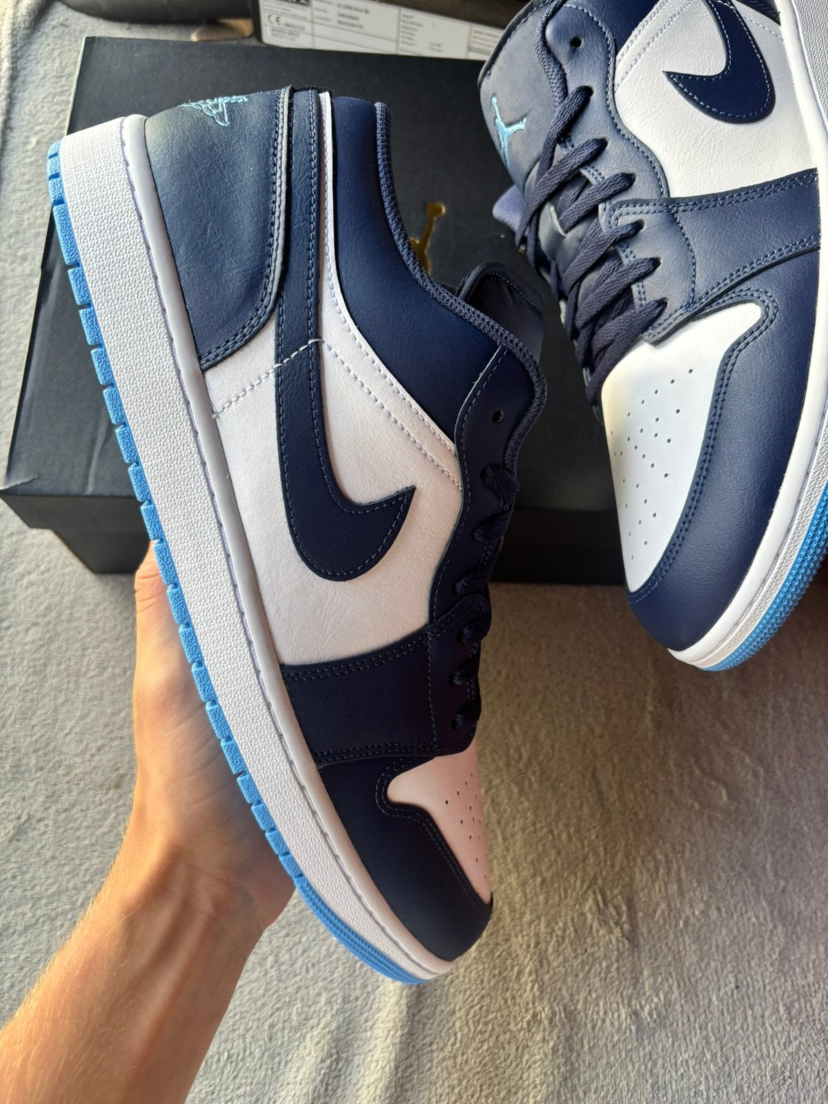 Nike air jordan 1 low navy - maat 47,5 en 49,5 - nieuw, J, Blauw, Nieuw, Ophalen of Verzenden