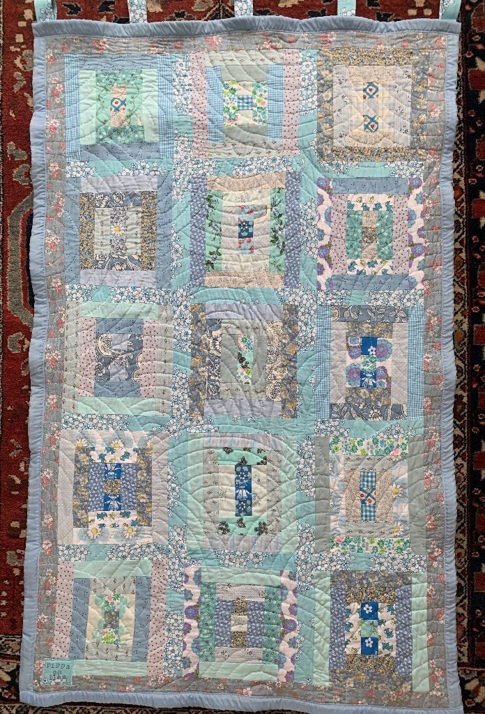 Blauwe patchwork deken van Pippa & Lies, Nieuw, Handgemaakt, Blauw, Overige materialen