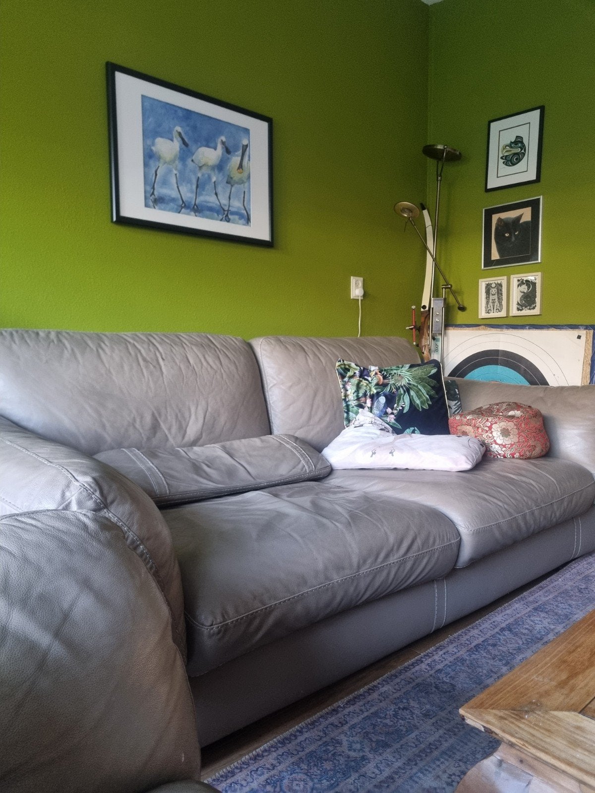 Leren loungebanken: tweezits en driezits (Seats and Sofa's), Huis en Inrichting, Banken | Bankstellen, Ophalen, Gebruikt, 100 tot 125 cm
