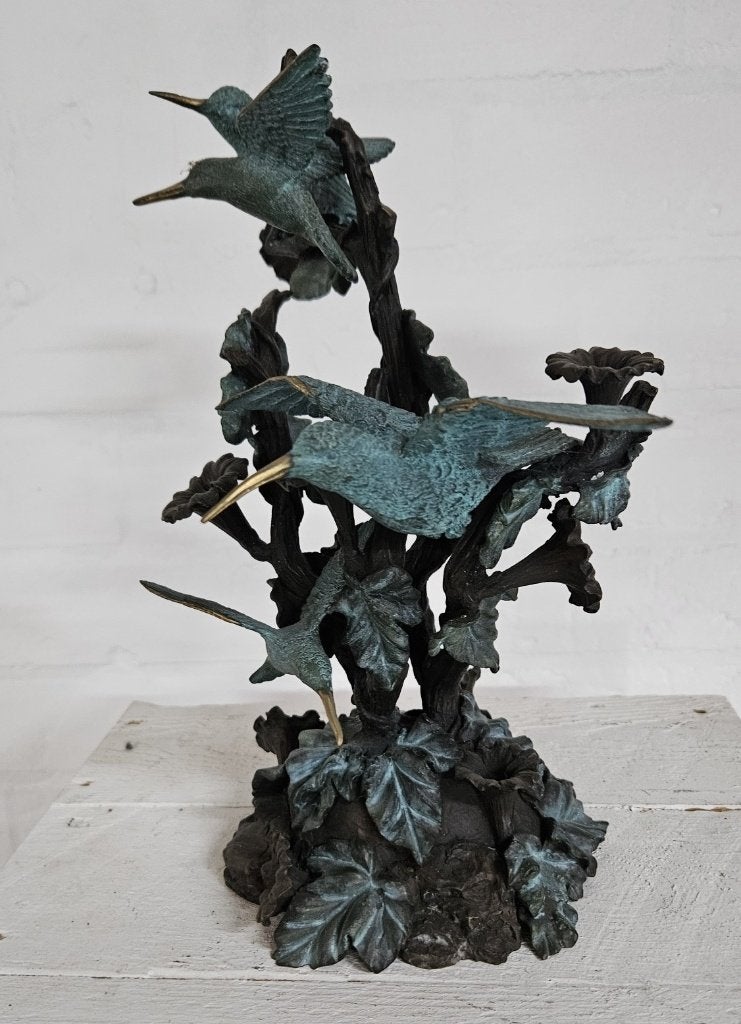 4 KOLIBRIES / BRONZEN BEELD / VOGEL, Ophalen of Verzenden, Nieuw, Vogel, Beeldje of Figuurtje