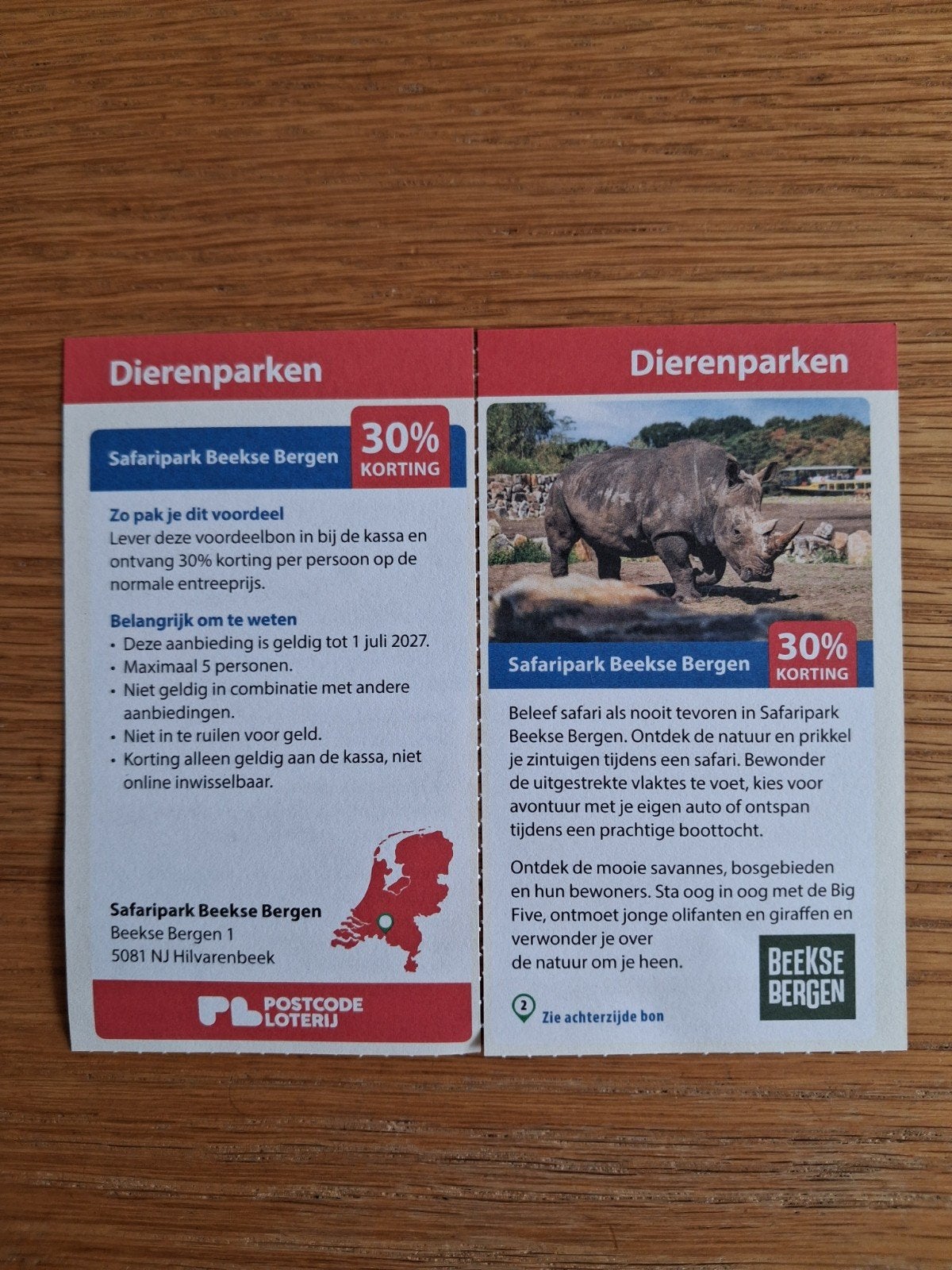 SAFARIPARK BEEKSE BERGEN 30% KORT MAX 5 PERSONEN!, Tickets en Kaartjes, Drie personen of meer, Kortingskaart