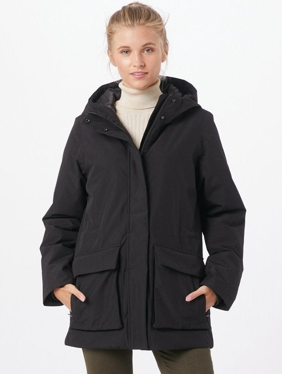 Elvine - winterjas zwart met capuchon | Maat S, Kleding | Dames, Ophalen of Verzenden, Gedragen, Maat 36 (S), Zwart